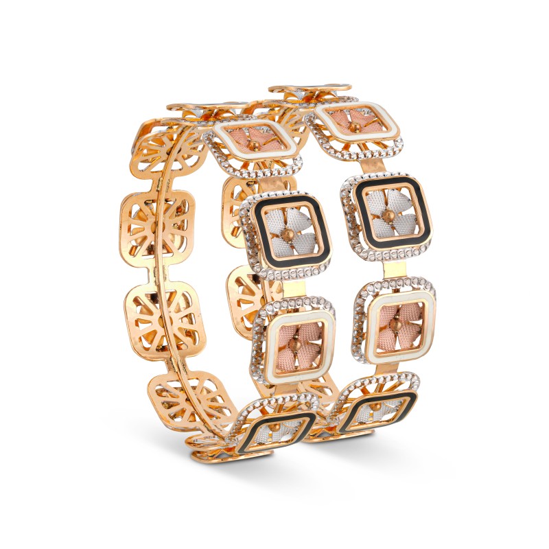 3D Look Flower Gold Bangle
