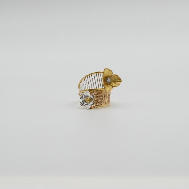 Twin Gold Flower Ring,