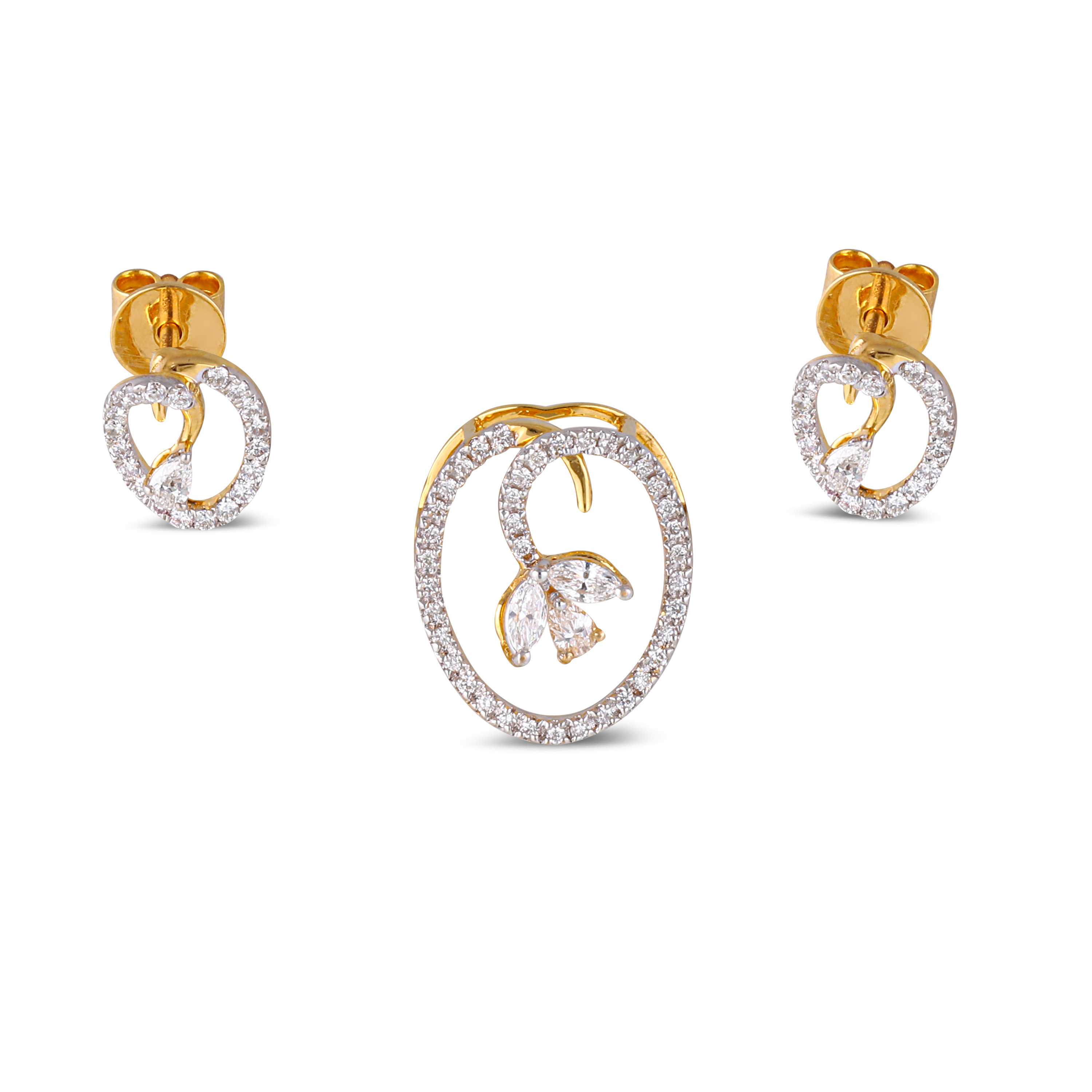 18KT DIAMOND PENDENT SET 